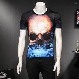 Men's T Shirts Creative Gradient Colour Skull Pattern 3D Digital Print Short Sleeve Shirt Summer 2023 Quality Silk Cotton Boutique Men