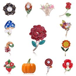 Brooches Sweet Plant Enamel Pin And Flower Pearl Crystal Lapel Pins Brooch For Women Fashion Wedding Party Jewellery Gifts