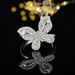 Cluster Rings 2023 Trendy Butterfly Silver Color Cute Fashion Ring For Women Party Gift Jewelry Wholesale R6134