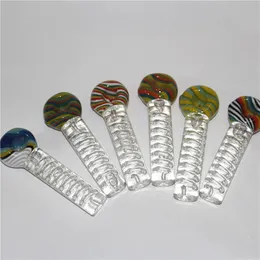 Glycerin Smoking Pipes with helical accessories cooling oil inside liquid glass hand pipes spoon dry herb tobacco smoke pipe