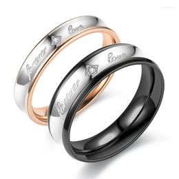 Wedding Rings Fashion "Forever Love" Letter Couple For Lovers Valentine's Day Gift Jewellery Accessories Simple Zircon Band