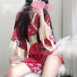 Ethnic Clothing Japanese Retro Kimono Robe Cos Temptation Loose Uniform Underwear Bathrobe Nightwear Women Dressing Gowns Sleepwear PajamasE