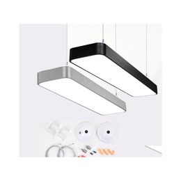 Pendelleuchten 2Ft 3Ft 4Ft Modernes Büro Minimalismus LED-Licht Esszimmerlampe Runde Ecke Hängende Glanz Lamparas Drop Lieferung Lig Ot9Bu