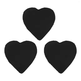 Table Mats 3Pcs Convenient Cup Mat Practical Slate Stone Heart Modeling Black