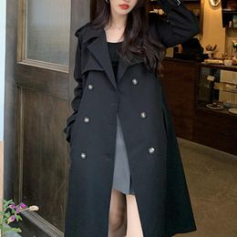 Women's Trench Coats White Work Clothes Windbreaker Coat Female Hong Kong Flavour Medium And Long 2023 Spring Autumn Loose Small Phyl22