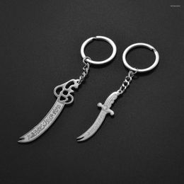 Keychains Anniyo Islamic Ali Sword Key Chains Metal Lslam Knife Stainless Steel Keychain Muslims Arabic Key-Ring Amulets