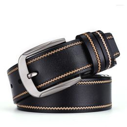 Belts Peikong Cow Genuine Leather Luxury Strap Male For Men Designer Fashion Classice Vintage Pin Buckle High Quality