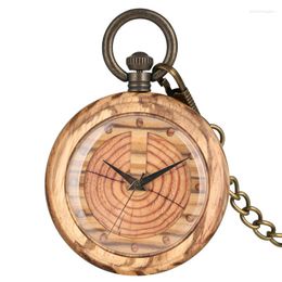 Pocket Watches Unique Quartz Wooden Watch Women Keychain Clock Dial Detachable Luminous Chain Wood Men Pendant Gift