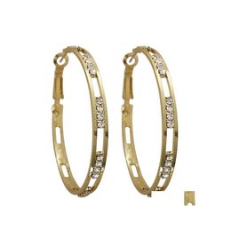 Hoop Huggie Female Big Round Earrings Fashion Gold Colour Wedding Double Zircon Stone Earring For Women Drop Delivery Jewellery Ot2Pw