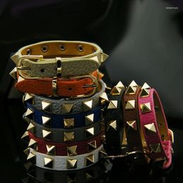 Bangle Punk Style Fashion Spike Bracelet With PU Leather Jewelry Pyramid Rivets Bracelets For Female Wedding GiftsBangle BangleBangle Lars22