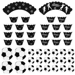 Festive Supplies Other & Party Toyvian 1 Set Soccer Designed Cake Toppers Cupcake Wrappers Creative Dessert