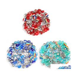 Acrylic Plastic Lucite 100Pcs/Lot Mix Colour Diy Round Loose Resin Acrylic Beads Charms Big Hole Available For European Jewellery Bra Ottev