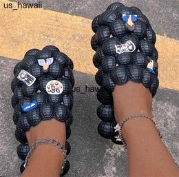 Slippers Bubble Slides High Quality Bubble Ball Slippers Summer Girl Rhinestone Pendants Designer Sandals Adult Creative Flat Home Slides 0128V23