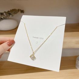 Pendant Necklaces Spring And Summer Ladies Simple Square Zircon Titanium Steel Necklace Gift Exquisite Jewelry