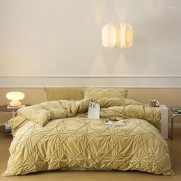 Bedding Sets Three-Dimensional Rowan Soft Comfortable Velvet Fleece Set Duvet Cover Linen Fitted Sheet Pillowcases Home Textile
