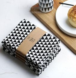 Table Napkin Nordic Style Cotton Material Home Kitchen Fabric Geometric Printing Pattern Meal Mat Tea Towel