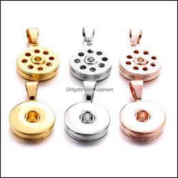 Arts And Crafts Sier Gold Metal 18Mm Ginger Snap Button Base Pendant Charms For Diy Snaps Buttons Necklace Earrings Jewellery Accessor Dhmf3