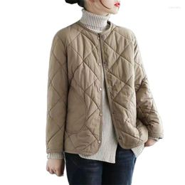 Women's Trench Coats Women Round Collar Cotton Jacket Nice Autumn Winter Retro Lightweight Short Parkas Female Padded Warm Outcoat