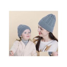 Beanie/Skull Caps Autumn Winter Baby Mother Hat Kids Knitted Cap Girls Boys Warm Beanies Mon Children Hats 5 Colors Drop Delivery Fa Dhgin