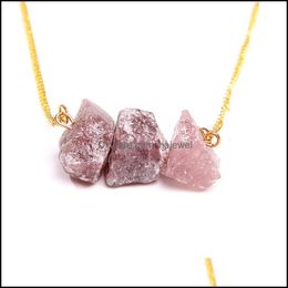 Arts And Crafts Natural Stone Necklaces For Women Girl Geometric Crystal Pendant Gold Color Chain Quartzs Citrines Nce Exquisite Jew Dhxtv