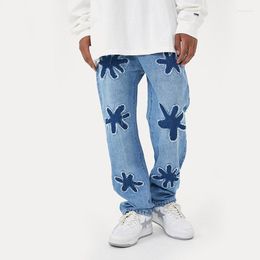 Men's Jeans Vintage Hip Hop Streetwear Pants Patchwork Harakuju Loose Denim Trousers For Male Solid Color