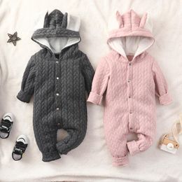 Jumpsuits Autumn Winter Baby Girls Boys Romper Infant Creative Twist Long Sleeve 3D Ears Decoration Hooded Jumpsuit