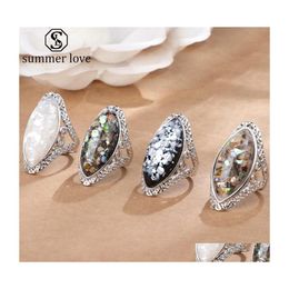 Band Rings High Quality Oval Shape 4 Colors For Women Engagement Colorf Artificial Shell Delicate Wedding Jewelry Giftsz Drop Deliver Dhyou