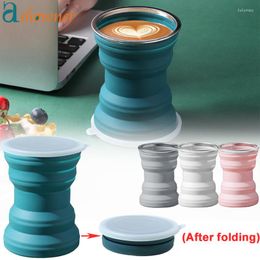 Cups Saucers 320ml Portable Silicone Folding Water Cup Heat Resistant Foldable Mug With Lid Collapsible Travel For Camping/Outdoor