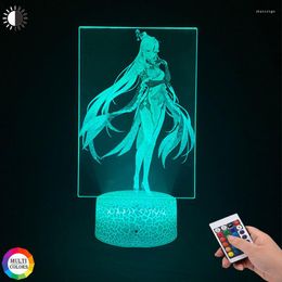 Night Lights Genshin Impact Ningguang Figure 3D Acrylic Table Lamp For Room Decor Light Cool Child Gift