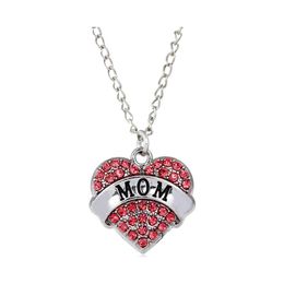Pendant Necklaces Pretty Fashion Crystal Rhinestone Heart Mom Mum Daughter Sister Necklace Family Gifts Dh Drop Delivery Jewellery Pend Dhons