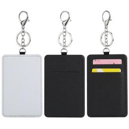 Party Favour Sublimation Card Holder PU Leather Blank Credit Cards Bag Case Heat Transfer Print DIY Holders With Keychain SN5079