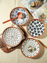Plates Vintage Ceramic Deep Plate High Beauty Japanese Tableware Dish Soup Bowl Household