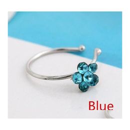 Nose Rings Studs Small Thin 5 Clear Crystals Flower Charm Sier Hoop Stud Ring Jewellery Cne Fast 533 T2 Drop Delivery Body Dhfpk