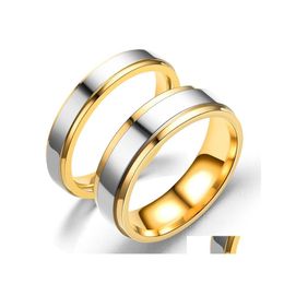 Wedding Rings Steps Ring For Lover Stainless Steel Couple Party Jewellery Engagement Bands Drop Delivery Dhyub