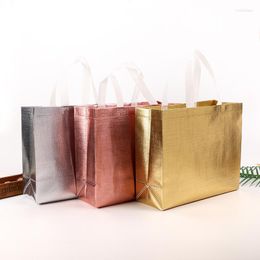 Gift Wrap 20/50Pcs Holographic Bags Rose Gold Silver Reusable Non-woven Fabric Clothes Large Bag For Women Birthday Wedding