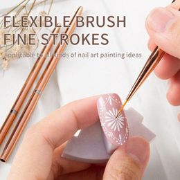 Nail Brushes Rose Gold Kits Striping Design Flower Art Pens Painting UV Gel Liner Drawing
