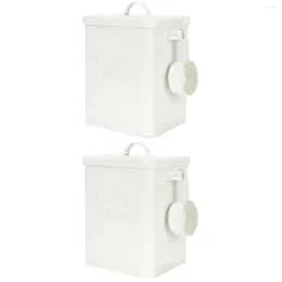 Storage Boxes 2pcs Laundry Detergent Box Soap Container Powder Case With Scoop