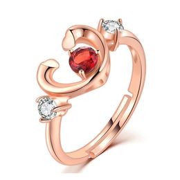 Band Rings Exquisite Fashion Rose Gold Plated Ring Women Openwork Heart Shape Natural Colorf Gemstone Garnet Gift Party Jewellery Drop Dhrpo