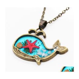 Pendant Necklaces Starfish Necklace For Women Boho Jewelry Ocean Beach Party Gift Vintage Chain Charms Dried Flower Dh Drop Delivery Dhkfe