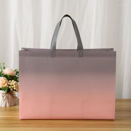 Shopping Bags Waterproof Tote Bag Handbags Gradient Colour Shopper Folding Non-woven Fabric Storage Pouch Grocery