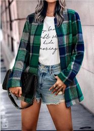 Women's Jackets Autumn Women Casual Loose Woollen Coat Cardigan Y2k Clothes Vintage Plaid Printed Winter Female Long Sleeve Tunic Tops