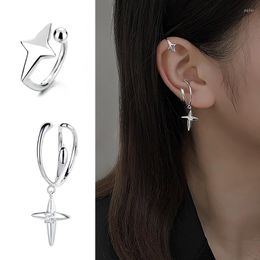 Backs Earrings INS Crystal Zircon Star Ear Clip Fake Piercing Pendants Drop Women's Retro Party Jewellery Pendientes Mujer 2023