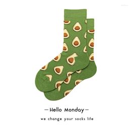 Socks 34009 Hello MONDAY Whom Green Avocado Han Edition Men's Stockings in the Streets