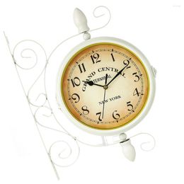 Wall Clocks Retro Clock Household Hanging Decors Vintage Style Home Ornament Dual-sided Room Decor Clocking Tool