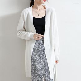 Women's Knits & Tees Four Seasons Moze Spring And Autumn Wool Knitwear Ladies Sweater Fashion Casual Versatile Mid-Length Cardigan Top Mich2