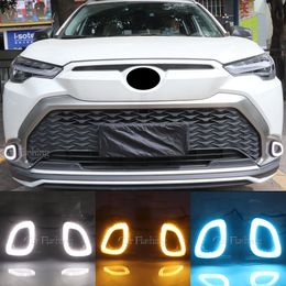 2PCS LED Daytime Running Light For Toyota FRONTLANDER COROLLA CROSS 2022 Dynamic Turn Signal Car LED DRL Fog lamp