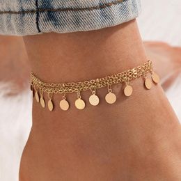 Anklets Fashion Simple And Versatile Round Piece Tassel Pendant Niche Design Personality Geometric Street S Ladies Temperament Anklet