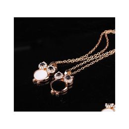 Pendant Necklaces Pretty Owl Beautifly Luxury Shell Crystal Necklace Collier Collares Long Chain Maxi Drop Delivery Jewellery Pendants Dheg7