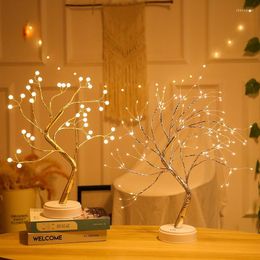 Night Lights Mini Christmas Tree Nightlights LED Copper Wire Garland Lamp Light Bedroom Decoration Home Decor Fairy Holiday