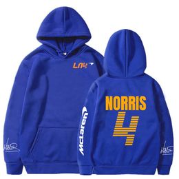 Mens Hoodies Sweatshirts Mclaren Hoodie Lando Norris 4 Letter Print Mens Clothing Sportswear Trend Spring Oversized Sweatshirt Lounge Wear Casual Tops 230114